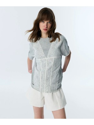 Twist Dantel Mıx Raw Edge Tişört TS1260070255126