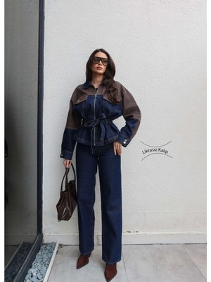 Esra Helvacı Çift Renk Denim Kuşaklı Ikili Takım