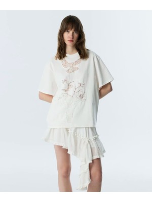 Twist Dantel Mıx Oversıze Tişört TS1260070254018