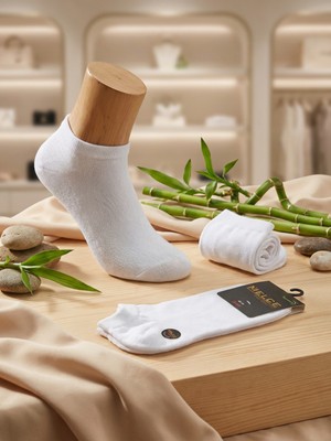 Melce Çorap Erkek 3'lü Bambu Dikişsiz Patik Çorap - Terletmeyen Yumuşak Doku