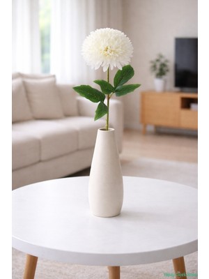 Yapay Çiçek Sitesi Yapay Krizantem Dalı 63 cm Beyaz