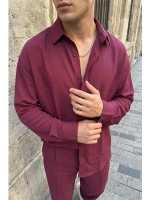 Livio Ferri Noda %100 Pamuk Oversize Erkek Modal Ikili Takım Gömlek Pantolon