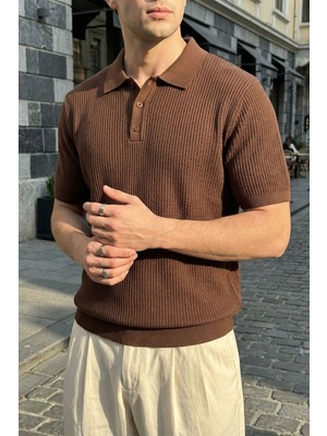 Livio Ferri Bande Regular Fit Erkek Kısa Kol Triko Polo Yaka Dokulu Tişört