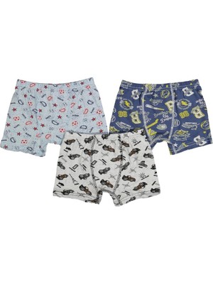 Diamondstar Iç Giyim Likralı Erkek Çocuk Pamuk Boxer Külot 3 Lı Paket
