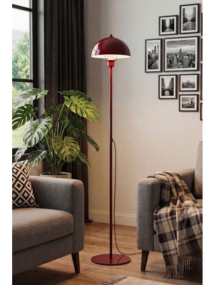 Marrien Modena Retro Bordo Metal Başlıklı Tek Ayaklı Lambader