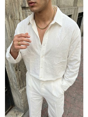 Livio Ferri Noda %100 Pamuk Oversize Erkek Modal Ikili Takım Gömlek Pantolon