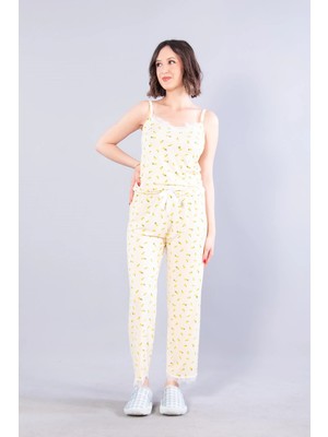 Mckanzie 13923 Milan İp Askılı Uzun Alt Limon Baskılı Pijama Takımı