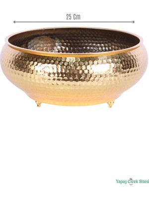 Yapay Çiçek Sitesi Metal Dekoratif Darbeli Ufo Model Saksı 11 cm Altın