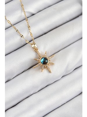 Youday Accessories 316L Çelik Zirkon Taşlı Kutup Yıldızı Model Gold Renk Kadın Kolye