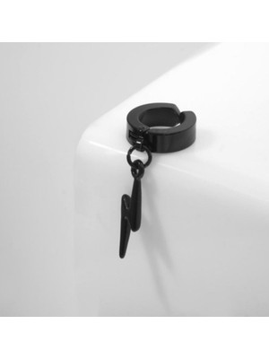 PremiumPort Sıkıştırmalı Mıknatıslı Sallantılı Siyah Çelik Küpe Unisex 1 Adet