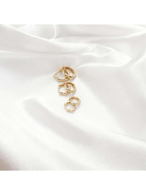 PremiumPort Şık Altın Kaplama 6 Parça Küpe Seti, Zarif ve Modern Tasarım