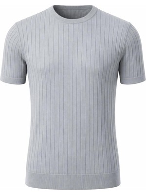 Plus Scorpion Erkek Slim Fit Triko Tişört Bisiklet Yaka Çizgili Modern Şık Tasarım