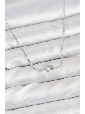 Youday Accessories Pirinç Gümüş Renk Düğüm Kalp Model Kadın Kolye