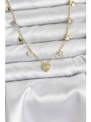 Youday Accessories Pirinç Gold Renk Kalp Model Kadın Kolye