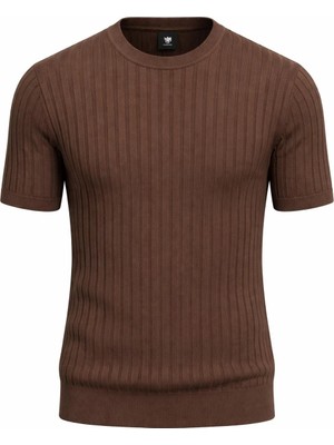 Plus Scorpion Erkek Slim Fit Triko Tişört Bisiklet Yaka Çizgili Modern Şık Tasarım