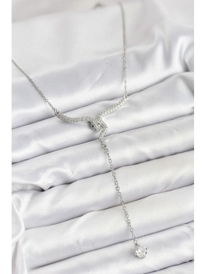 Youday Accessories 316L Çelik Zincir Gümüş Renk Yılan Model Y Kolye