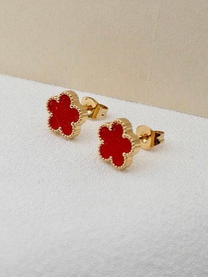 PremiumPort Minimal Çelik Yonca Çocuk Küpe, 4 Renk, 0,9 Cm, Zarif Takı