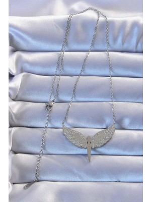 Youday Accessories 316L Çelik Gümüş Renk Zirkon Taşlı Mikail Kolye