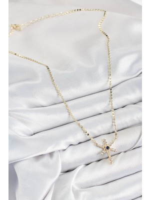 Youday Accessories Pirinç Zirkon Taşlı Kutup Yıldızı Model Ezme Zincir Gold Renk Kadın Kolye