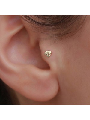 Bayar Gold 14 Ayar Altın Elmas Figürlü Tragus
