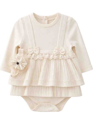 Gvn Kids Kız Bebek Ekru Askılı Etek Görünümlü Şık Body