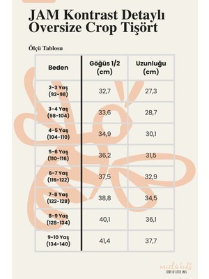 Miela Kids Jam Kontrast Detaylı Kız Çocuk Oversize Crop Tişört