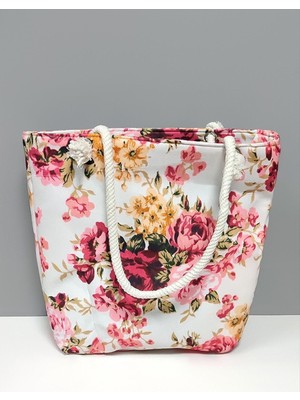 Uluora Gül Desenli Plaj Çantası