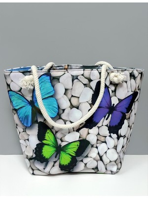 Uluora Kelebek Desenli Plaj Çantası