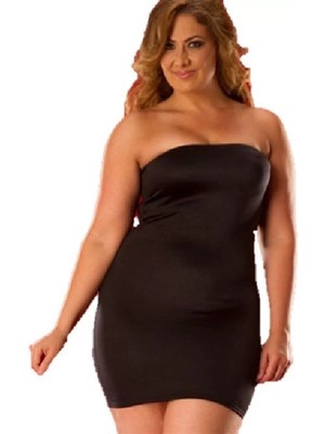 Ulugo Büyük Beden Strapless Mini Elbise  BR031043