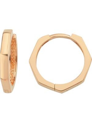 Altın Sepeti Rose Altın Köşeli Halka Küpe