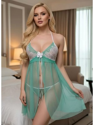 Ulugo Yeşil Dantel Gecelik - 652