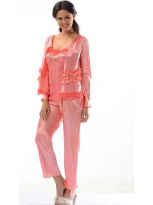 Ulugo Nar Çiçeği Saten Pijama Takımı - 1413