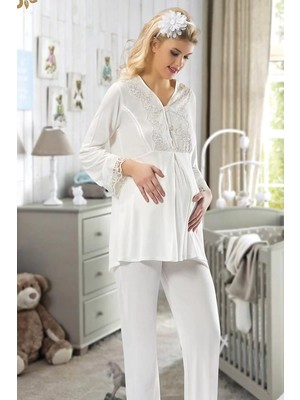 Ulugo Ekru Hamile ( Lohusa ) Pijama Takımı - 1604