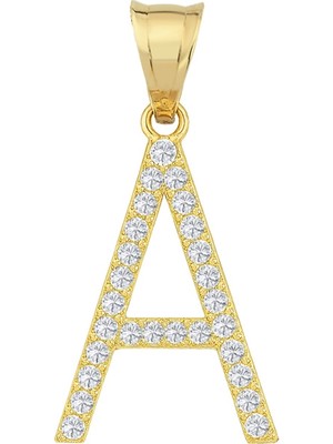 Altın Sepeti Altın Taşlı A Harfi Kolye Ucu