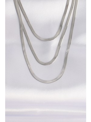 Youday Accessories 316L Çelik Italyan Zincir Gümüş Renk Çoklu Kolye
