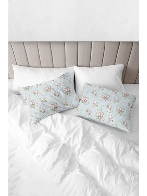 Monolisse % 100 Pamuk Baskılı Akfil Betsy  Yastık Kılıfı 2'li Set - 50X70 cm Açık Mavi