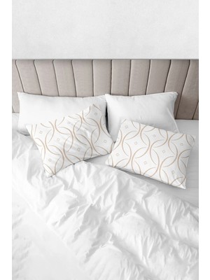 Monolisse % 100 Pamuk Baskılı Akfil Ronda Yastık Kılıfı 2'li Set - 50X70 cm Açık Bej