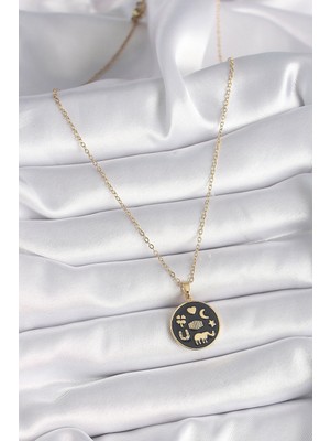 Youday Accessories 316L Çelik Gold Renk Siyah Şans Kolyesi