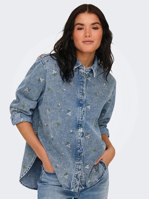 Only 15351977 Kadin Kot Gomlek - Mavi