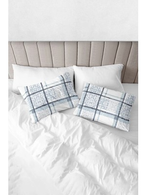 Monolisse % 100 Pamuk Baskılı Akfil Hexia Yastık Kılıfı 2'li Set - 50X70 cm Mavi