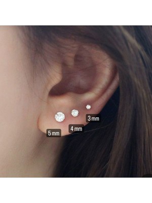 PremiumPort Şık 3 Parça Rose Gold Cerrahi Çelik Tektaş Küpe Seti