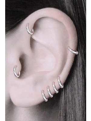 PremiumPort Şık Unisex Gümüş Halka Helix ve Tragus Çelik Küpe