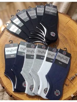 Aytuğ; Pamuk Erkek Sneaker (Görünmez Çorap); Yazlık; Dikişsiz; Asorti 12'li Kutu; 41-45