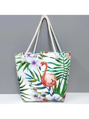 Uluora Flamingo Desenli Plaj Çantası