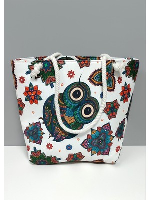 Uluora Baykuş Desenli Plaj Çantası