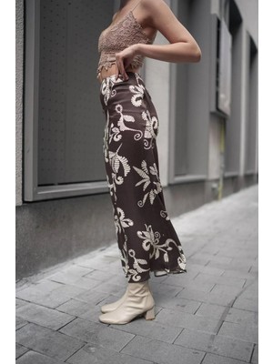 Win Moda Desenli Uzun Saten Etek - Saten Etek - Desenli Saten Etek
