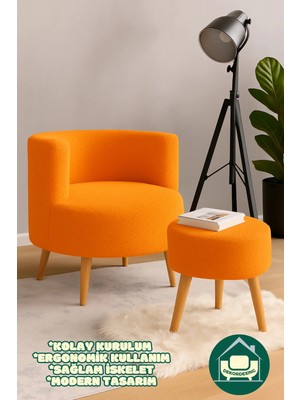 Dekor Mobilyacım Berlin Çay Seti Berjer ve Puf Takımı (Salon, Ofis, Balkon) - 2'li Takım