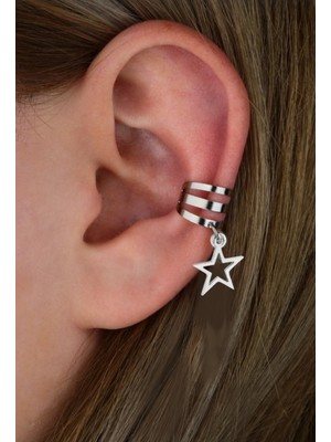 PremiumPort Şık Yıldız Sallantılı Sıkıştırma Ear Cuff Küpe, Zarif ve Modern Tasarım