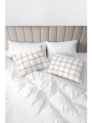 Monolisse % 100 Pamuk Baskılı Akfil Elona Yastık Kılıfı 2'li Set - 50X70 cm Kahve