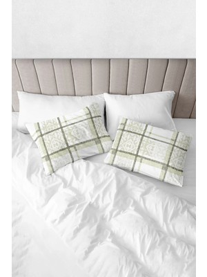 Monolisse % 100 Pamuk Baskılı Akfil Hexia Yastık Kılıfı 2'li Set - 50X70 cm Antik Yosun
